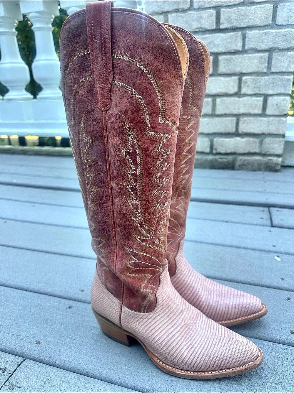 Tecovas The Abby Western Boots Brown & Pink